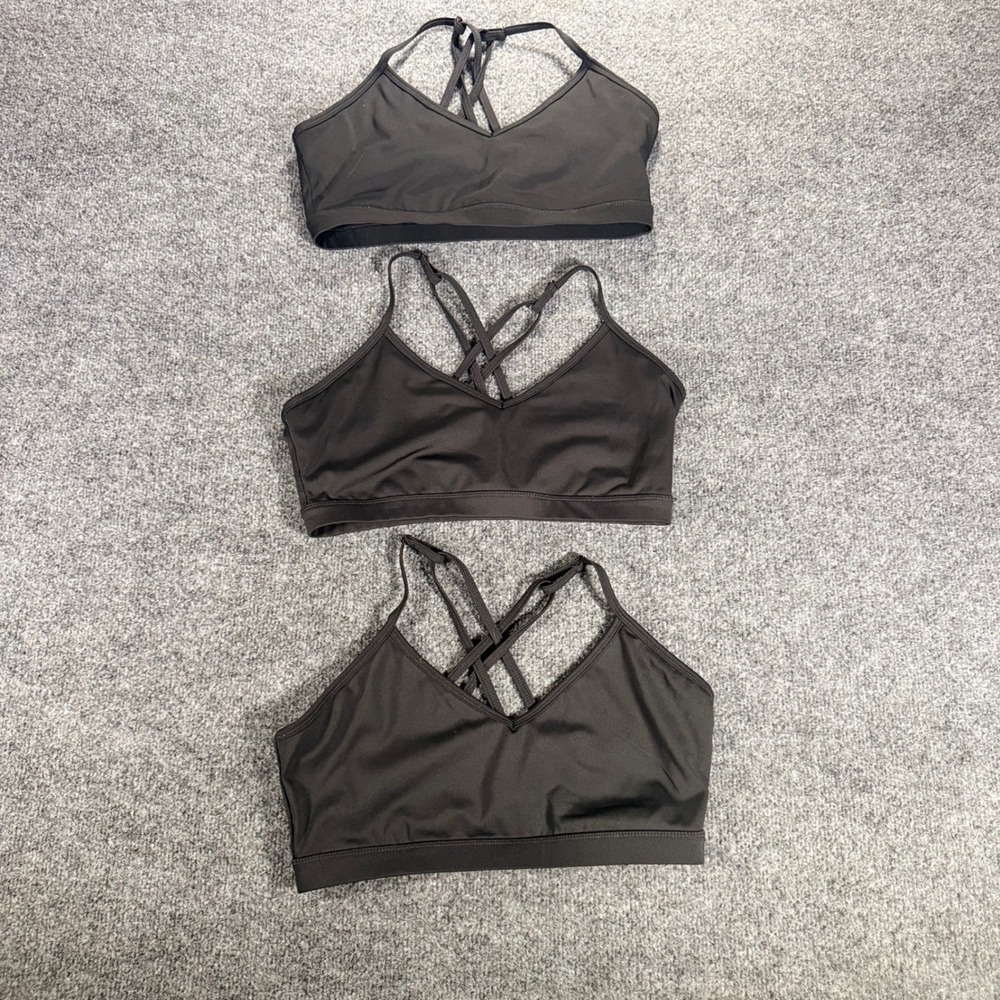 Royal Change Sports Bra Lot of 3 Strappy Criss Cross Back Black M Women Gym Yoga